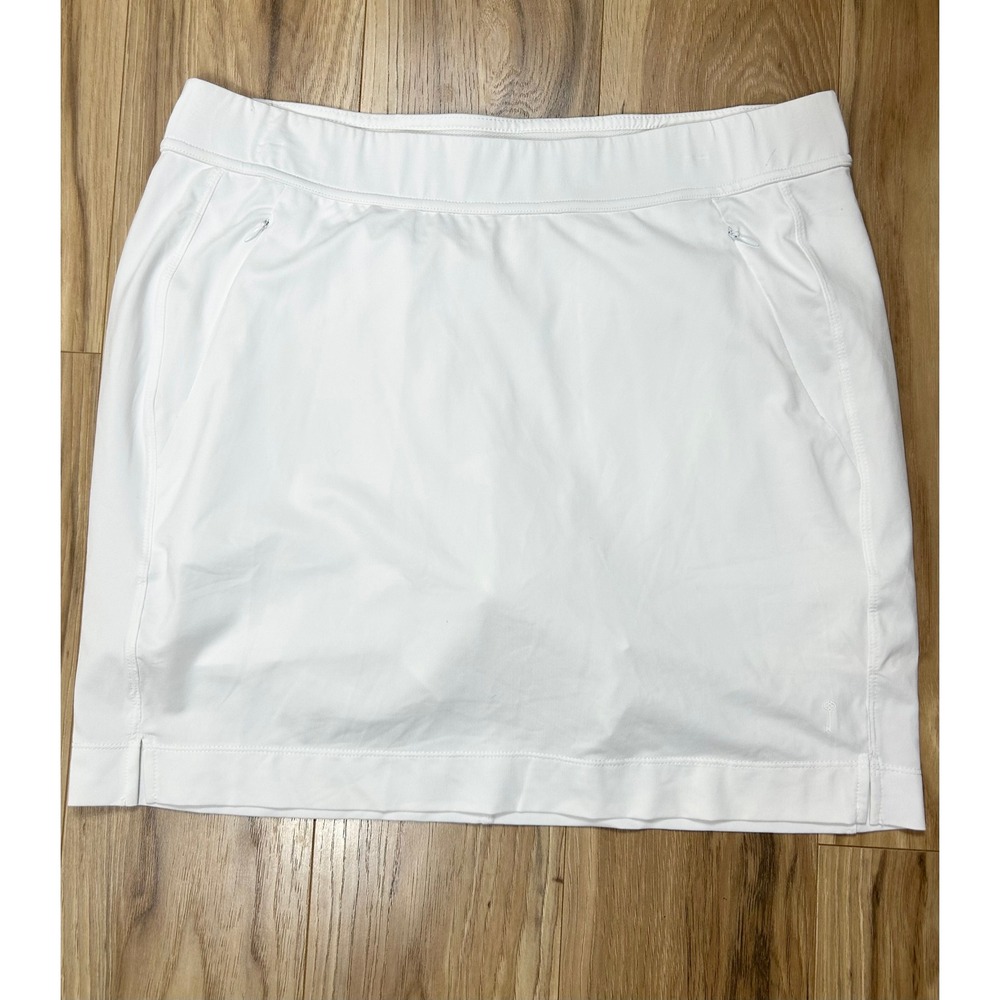 Belyn Key Skort Women's L White Athletic Golf Zipper Pockets Pickleball Skirt
